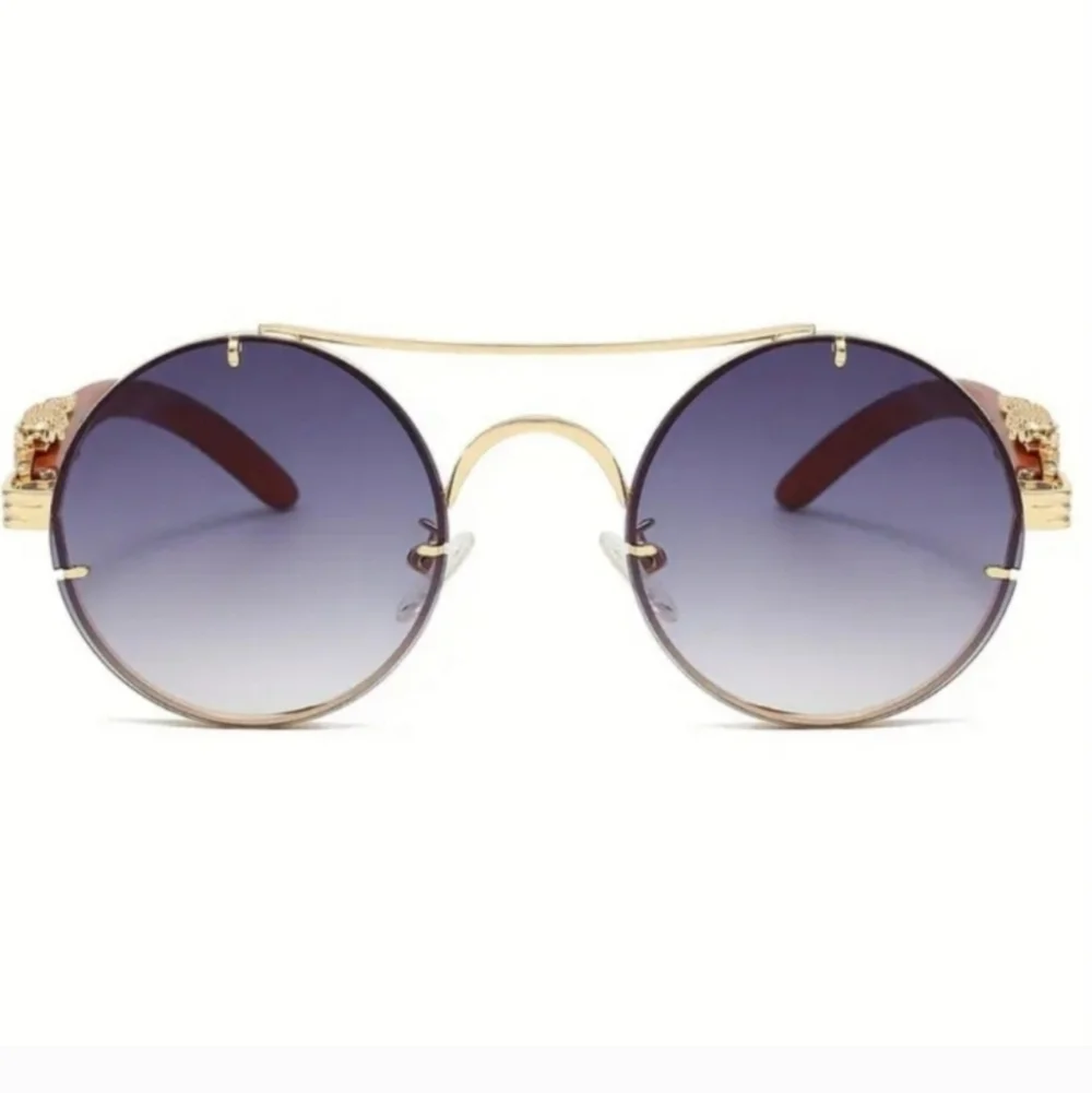 Gold and Red Round Unisex Sunglasses